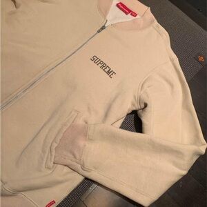 Supreme Beige Zip Up Sweater